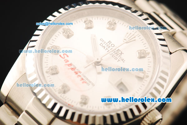 Rolex Datejust Automatic Movement Full Steel with Silver Dial and Diamond Markers - Click Image to Close